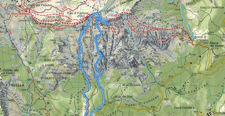 Cartina Sentiero dei Ronle