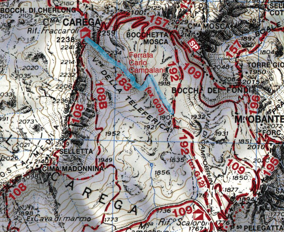 Cartina - mappa della ferrata Campalani
