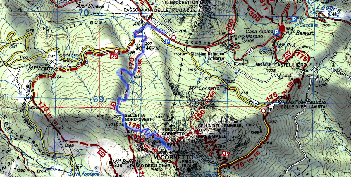 Cartina escursione Monte Cornetto